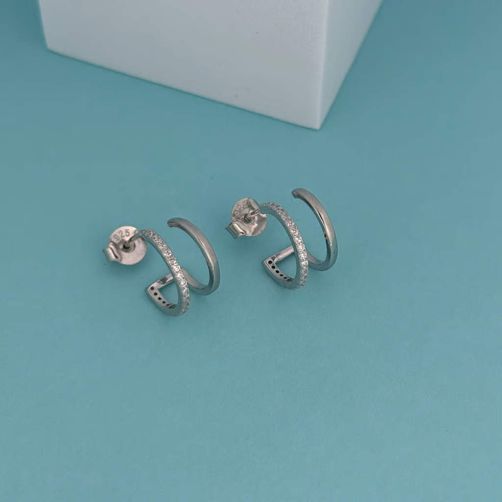 Silver Double Hoop Earrings