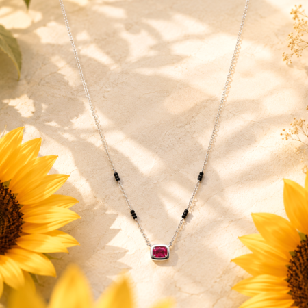 Buy Silver Mangalsutra Online - Ruby Elegance 925 Sterling Silver Mangalsutra by ANVI Silver