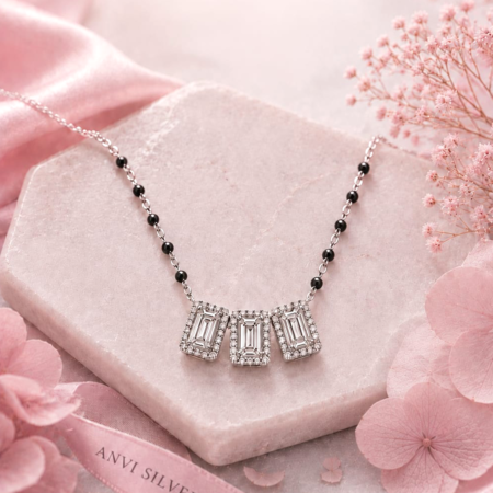 Buy Silver Mangalsutra Online - Triple Radiance 925 Sterling Silver Mangalsutra