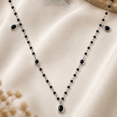Buy Silver Mangalsutra Online - Black Charm 925 Sterling Silver Mangalsutra