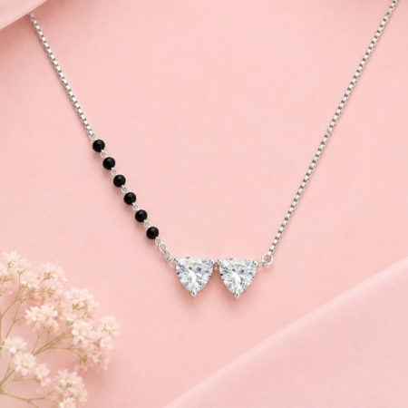 Buy Silver Mangalsutra Online - Twin Petal 925 Sterling Silver Mangalsutra