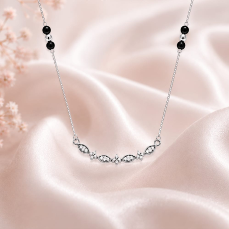 Buy Silver Mangalsutra Online - Floral Grace 925 Sterling Silver Mangalsutra