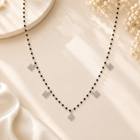 Buy Silver Mangalsutra Online - Diamond Drop 925 Sterling Silver Mangalsutra