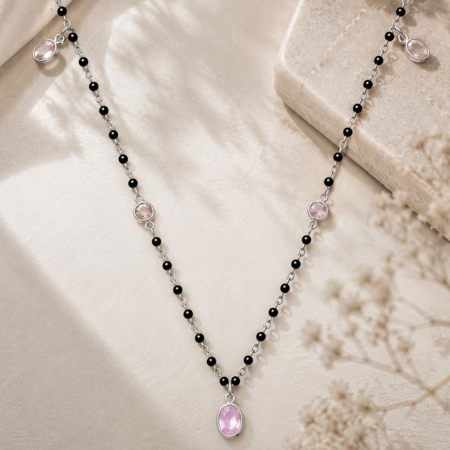Buy Silver Mangalsutra Online - Pink Grace 925 Sterling Silver Mangalsutra