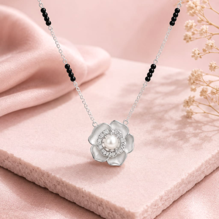 Buy Silver Mangalsutra Online - Pearl Blossom 925 Sterling Silver Mangalsutra