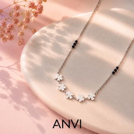 Buy Silver Mangalsutra Online - Floral Grace 925 Sterling Silver Mangalsutra
